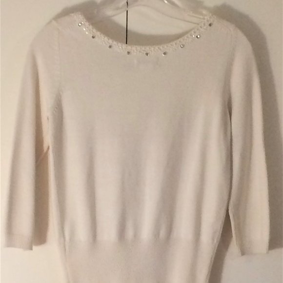 Worthington Embellished Ivory Sweater XS - Picture 2 of 3